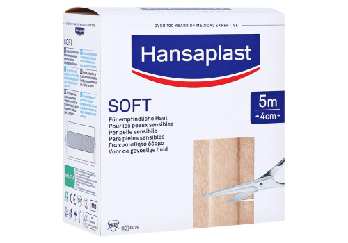 HANSAPLAST Soft Pflaster 4 cmx5 m Rolle – PZN 8861291 (PZN 8861291)