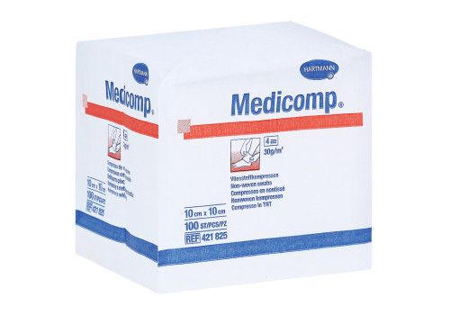 MEDICOMP Vlieskomp.unsteril 10x10 cm 4lagig – PZN 4783855 (PZN 4783855)