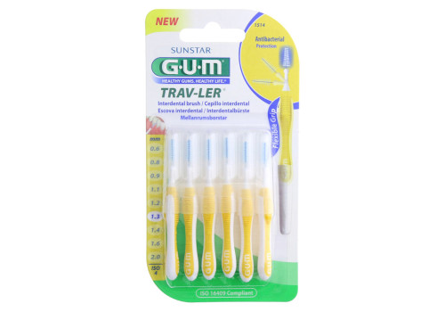 GUM TRAV-LER 1,3mm Tanne gelb Interdental+6Kappen – PZN 9714356 (PZN 9714356)