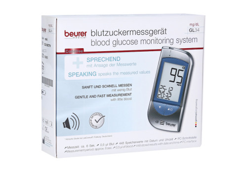 BEURER GL34 Blutzuckermessgerät mg/dl – PZN 10024987 (PZN 10024987)