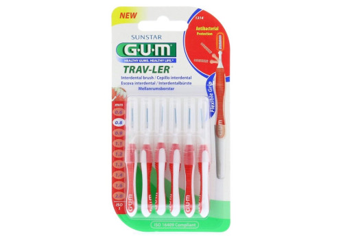 GUM TRAV-LER 0,8mm Kerze rot Interdental+6Kappen – PZN 9714445 (PZN 9714445)