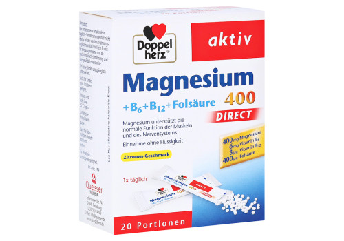 Doppelherz aktiv Magnesium 400 + B6 + B12 + Folsäure Direkt – PZN 1026875 (PZN 1026875)