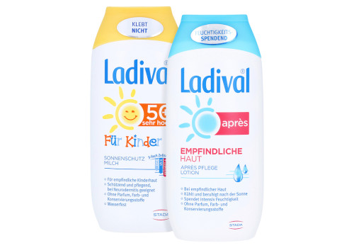 Ladival Kinder Sonnenmilch LSF 50+ + gratis Ladival Empfindliche Haut Apres Lotion 200 ml – PZN 3518648 (PZN 3518648)