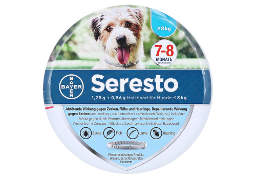 SERESTO 1,25g + 0,56g Halsband für Hunde bis 8kg – PZN 9315509 (PZN 9315509)