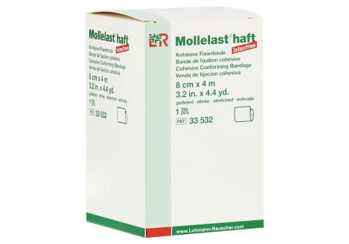 MOLLELAST haft Binden latexfrei 8 cmx4 m weiß – PZN 9886117 (PZN 9886117)