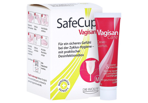 SAFECUP Vagisan Menstruationstasse Gr.M + gratis VagisanCare Creme-Gleitgel 10g – PZN 14331083 (PZN 14331083)