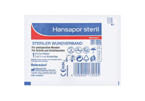 HANSAPOR steril Wundverband 6x7 cm – PZN 12439907 (PZN 12439907)