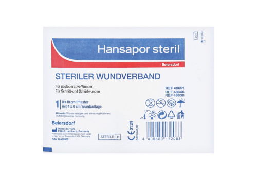 HANSAPOR steril Wundverband 8x10 cm – PZN 12439965 (PZN 12439965)