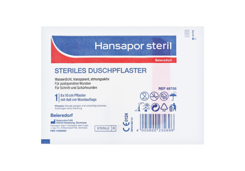 HANSAPOR steril Duschpflaster 8x10 cm – PZN 14350063 (PZN 14350063)