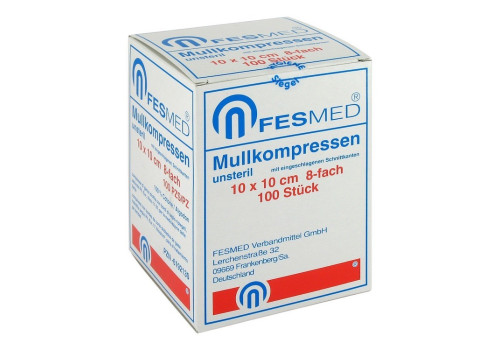 MULLKOMPRESSEN ES 10x10 cm unsteril 8fach – PZN 6192130 (PZN 6192130)