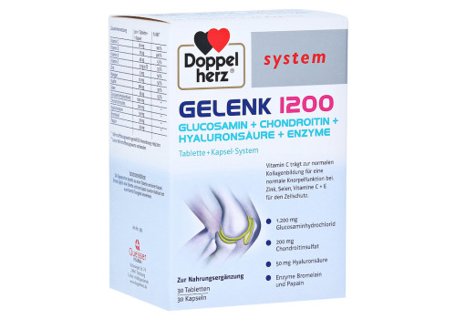 Doppelherz system Gelenk 1200 Glucosamin + Chondroitin + Hyaluronsäure + Enzyme – PZN 12579502 (PZN 12579502)