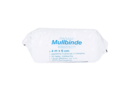 Mullbinden elastisch 6 cm mit Cellophan – PZN 3855647 (PZN 3855647)