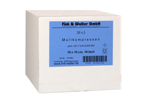 MULLKOMPRESSEN 10x10 cm steril 16fach – PZN 2144105 (PZN 2144105)