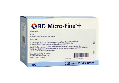 BD MICRO-FINE+ 8 Pen-Nadeln 0,25x8 mm – PZN 9493085 (PZN 9493085)