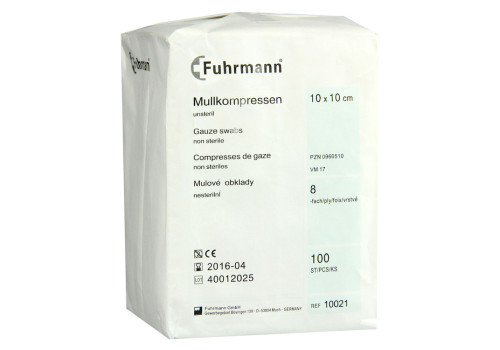 MULLKOMPRESSEN 10x10 cm unsteril 8fach – PZN 960510 (PZN 960510)