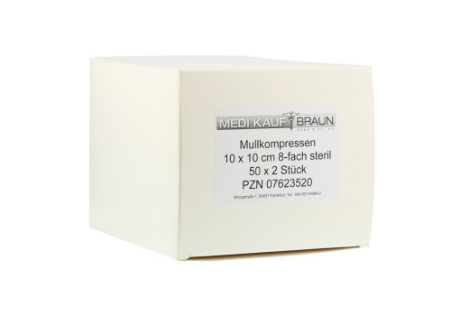 MULLKOMPRESSEN 10x10 cm steril – PZN 7623520 (PZN 7623520)