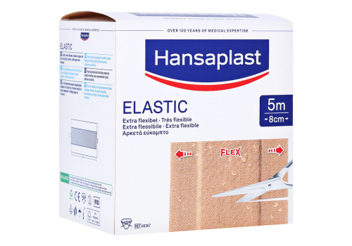 HANSAPLAST Elastic Pflaster 8 cmx5 m – PZN 7577636 (PZN 7577636)